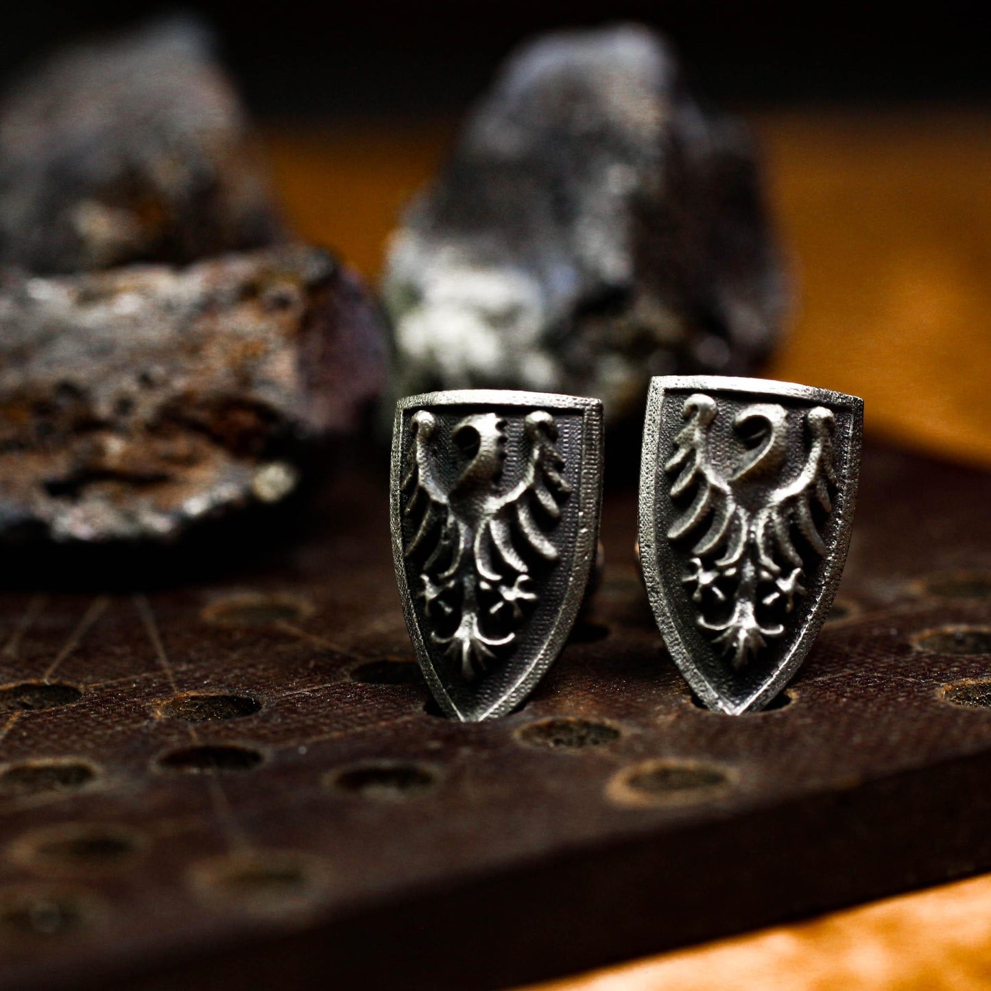 Majestic Griffin Shield Earrings - 925 Sterling Silver Handmade