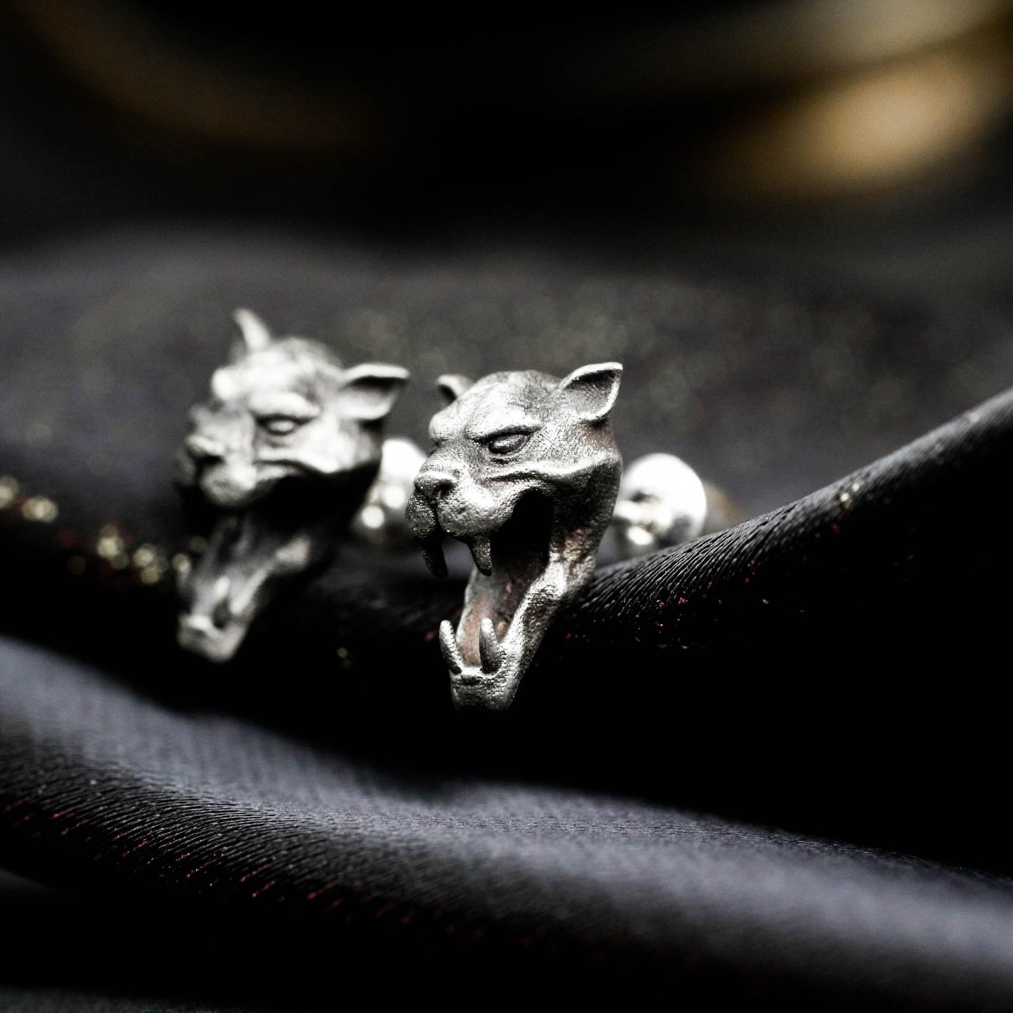 Roaring Panther Stud Earrings - 925 Sterling Silver Handmade