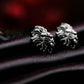 Lion Head Stud Earrings - 925 Sterling Silver Handmade Gothic Style
