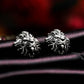Lion Head Stud Earrings - 925 Sterling Silver Handmade Gothic Style