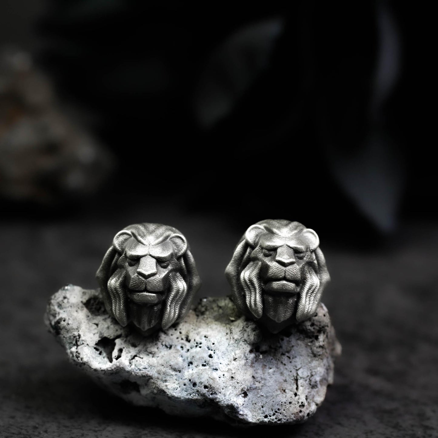 Lion Head Earrings - 925 Sterling Silver Handmade