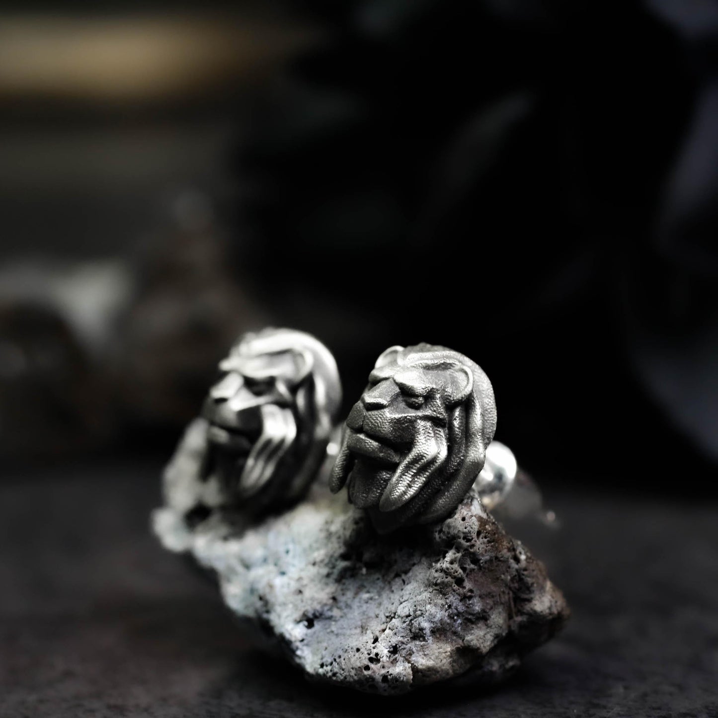 Lion Head Earrings - 925 Sterling Silver Handmade