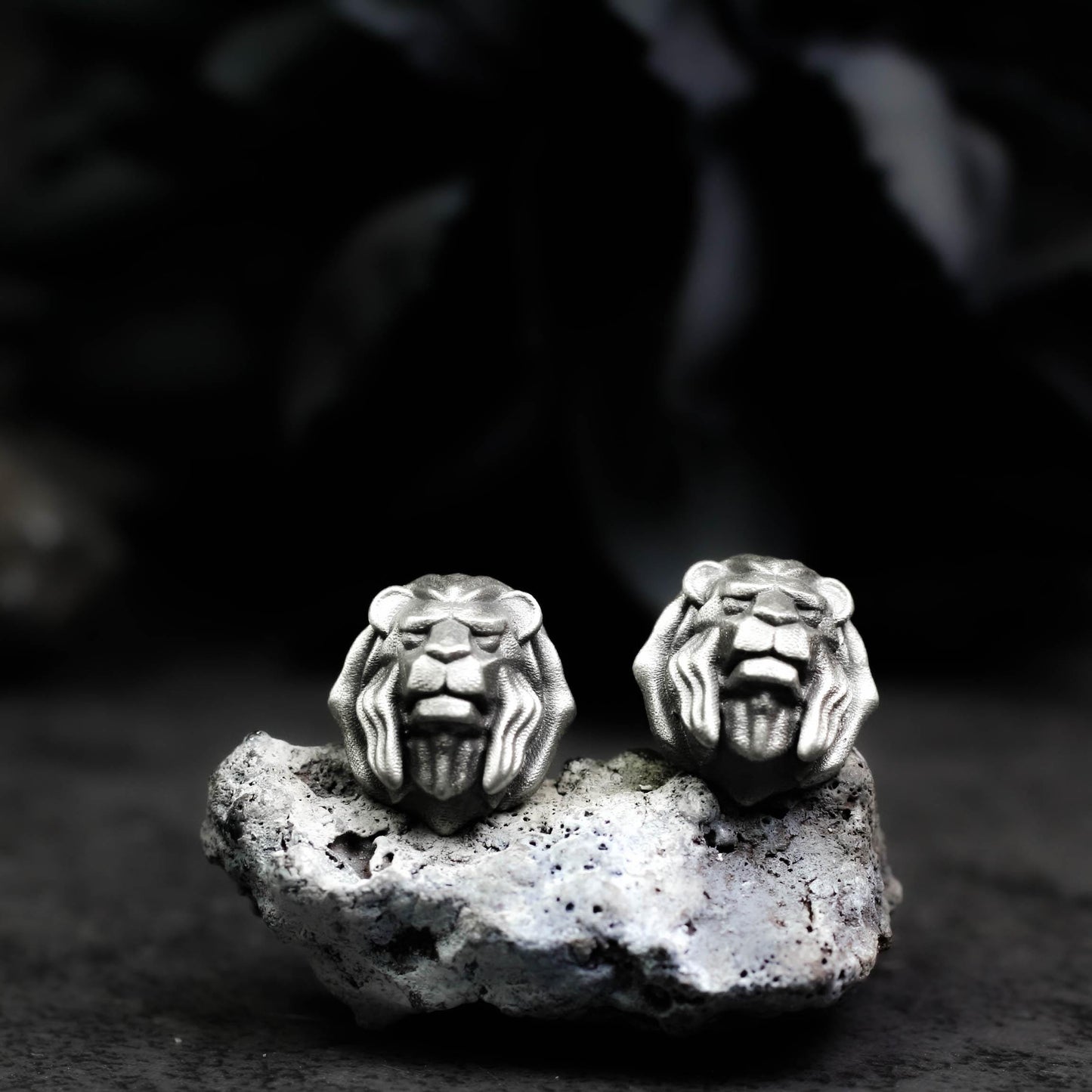 Lion Head Earrings - 925 Sterling Silver Handmade