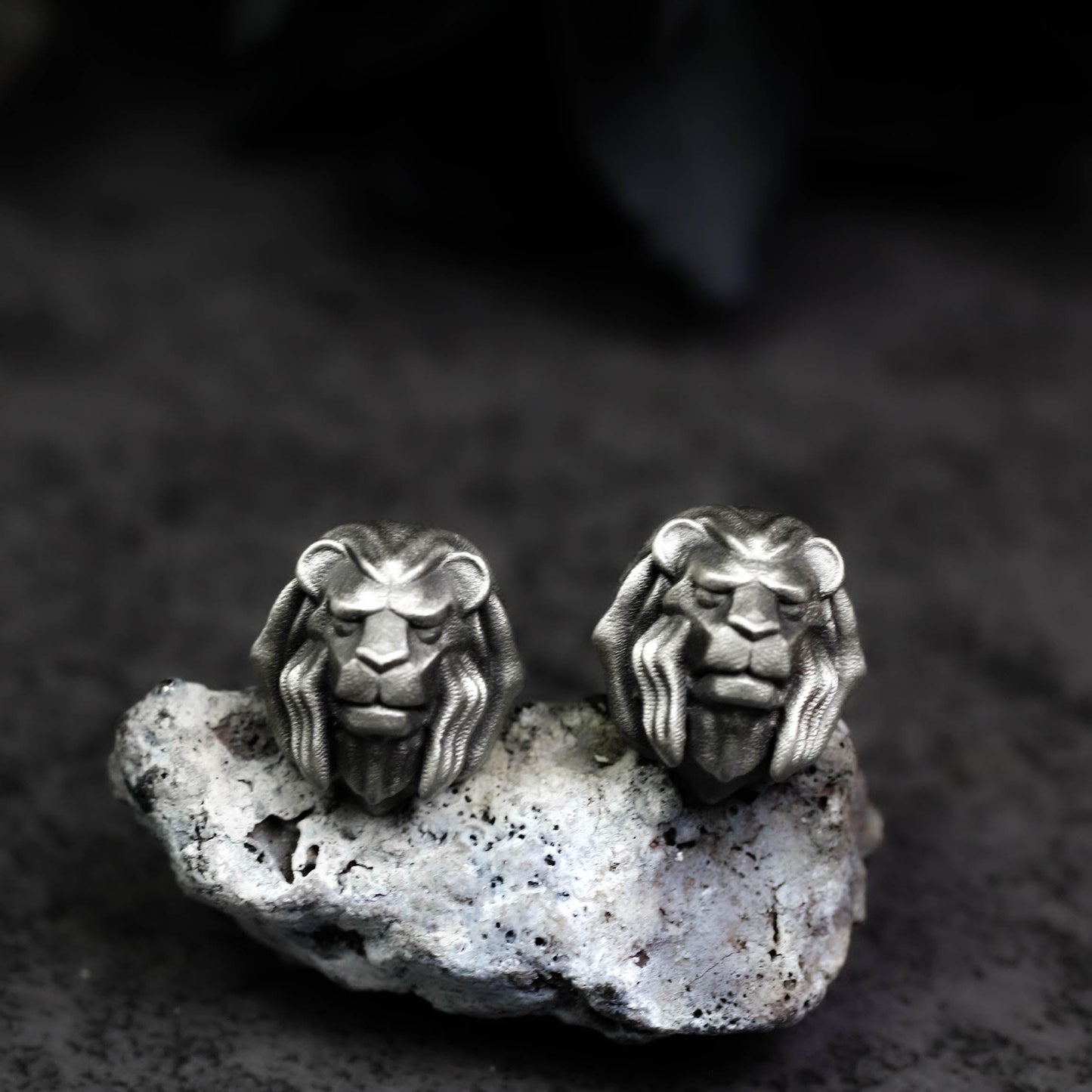 Lion Head Earrings - 925 Sterling Silver Handmade