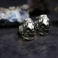 Heavy Armor Skull Stud Earrings - 925 Sterling Silver Handmade