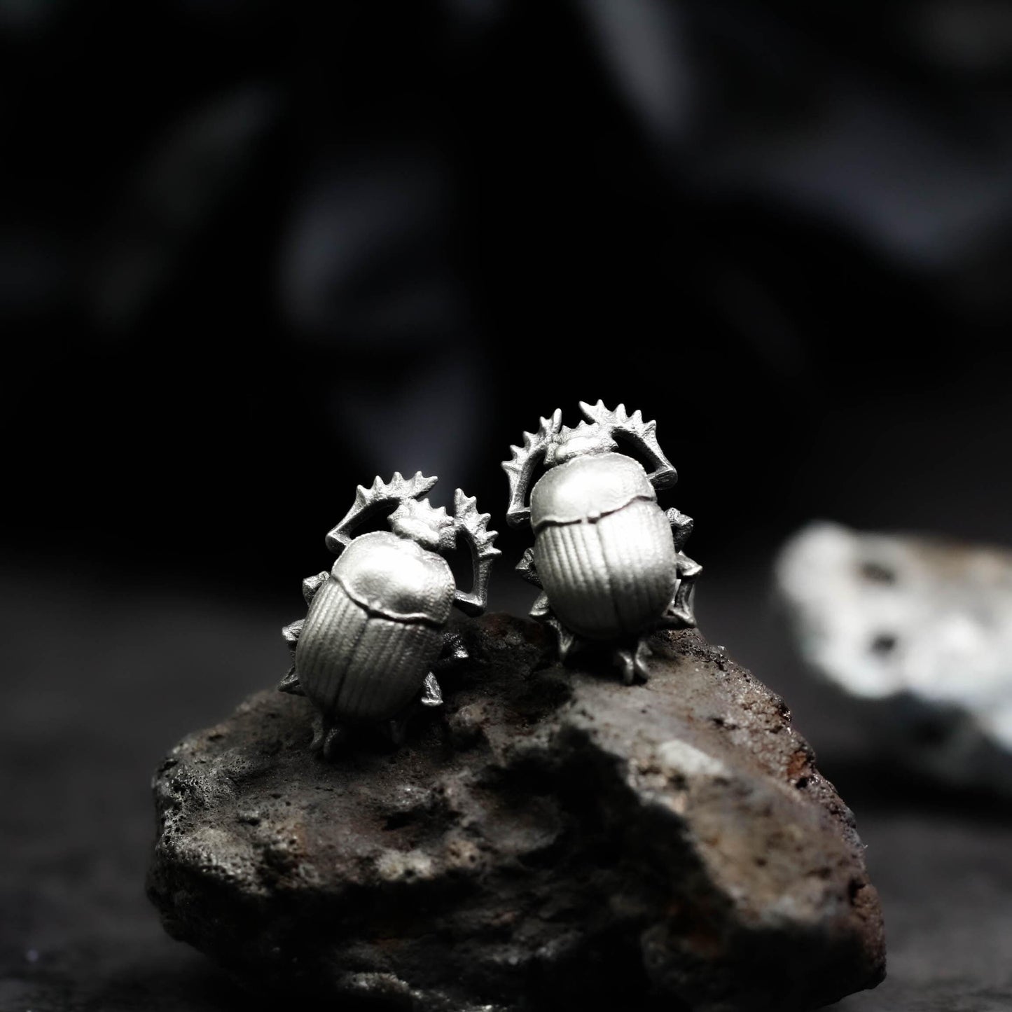 Sacred Scarab Earrings - 925 Sterling Silver Handmade