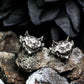 Creepy Cat Stud Earrings - 925 Sterling Silver Handmade Gothic Style