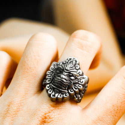 Mythical Guardian Demon Ring ââ‚?Handmade Silver Warrior Protector Jewelry