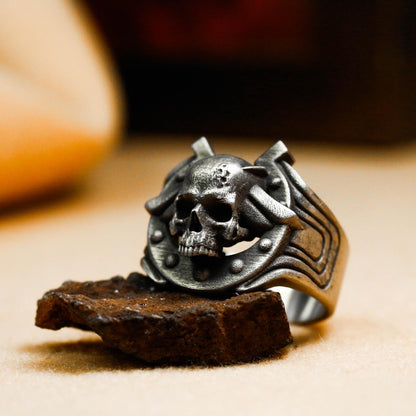 Demon Guardian 925 Silver Handmade Ring ¨C Gothic Skull Warrior