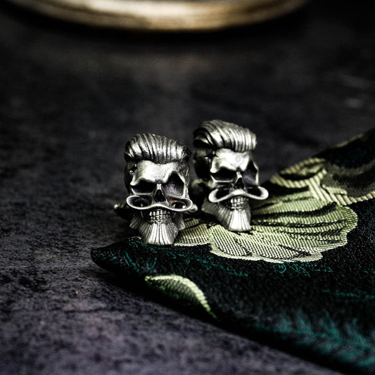 Badass Gentleman Skull Cufflinks - 925 Silver Handmade