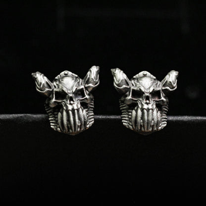 Fierce Skull Earrings - 925 Sterling Silver Handmade