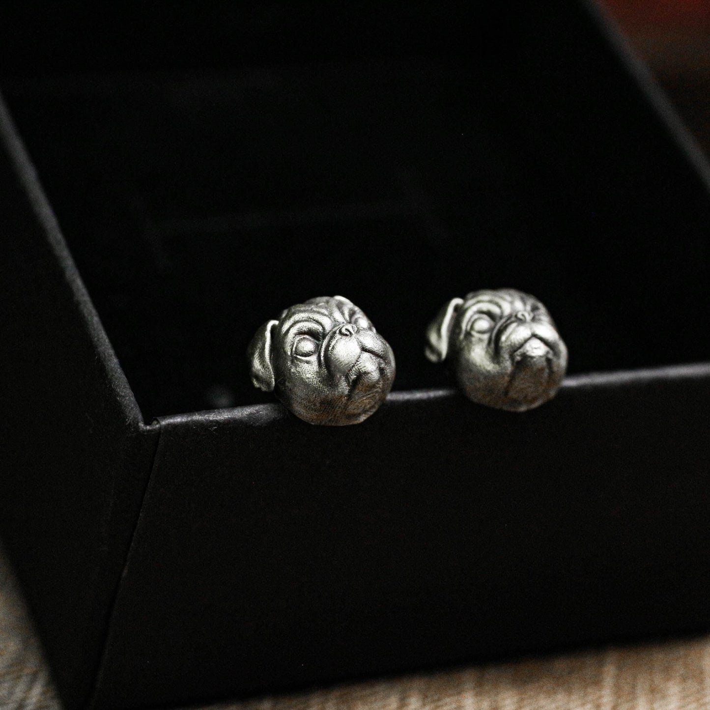Charming Pug Earrings - 925 Sterling Silver Handmade