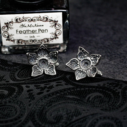 Evil Cannibal Flower Cufflinks - 925 Sterling Silver Handmade