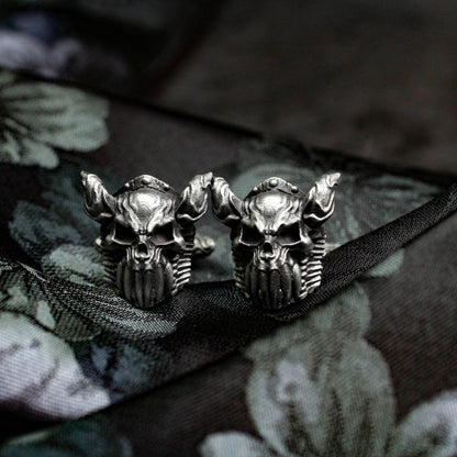 Demon Bones War Armor Cufflinks - Handmade 925 Sterling Silver