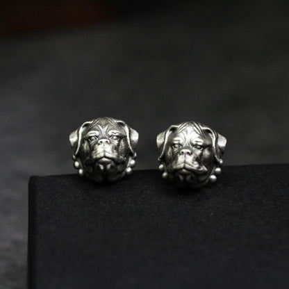 Mastiff Stud Earrings - 925 Sterling Silver Handmade