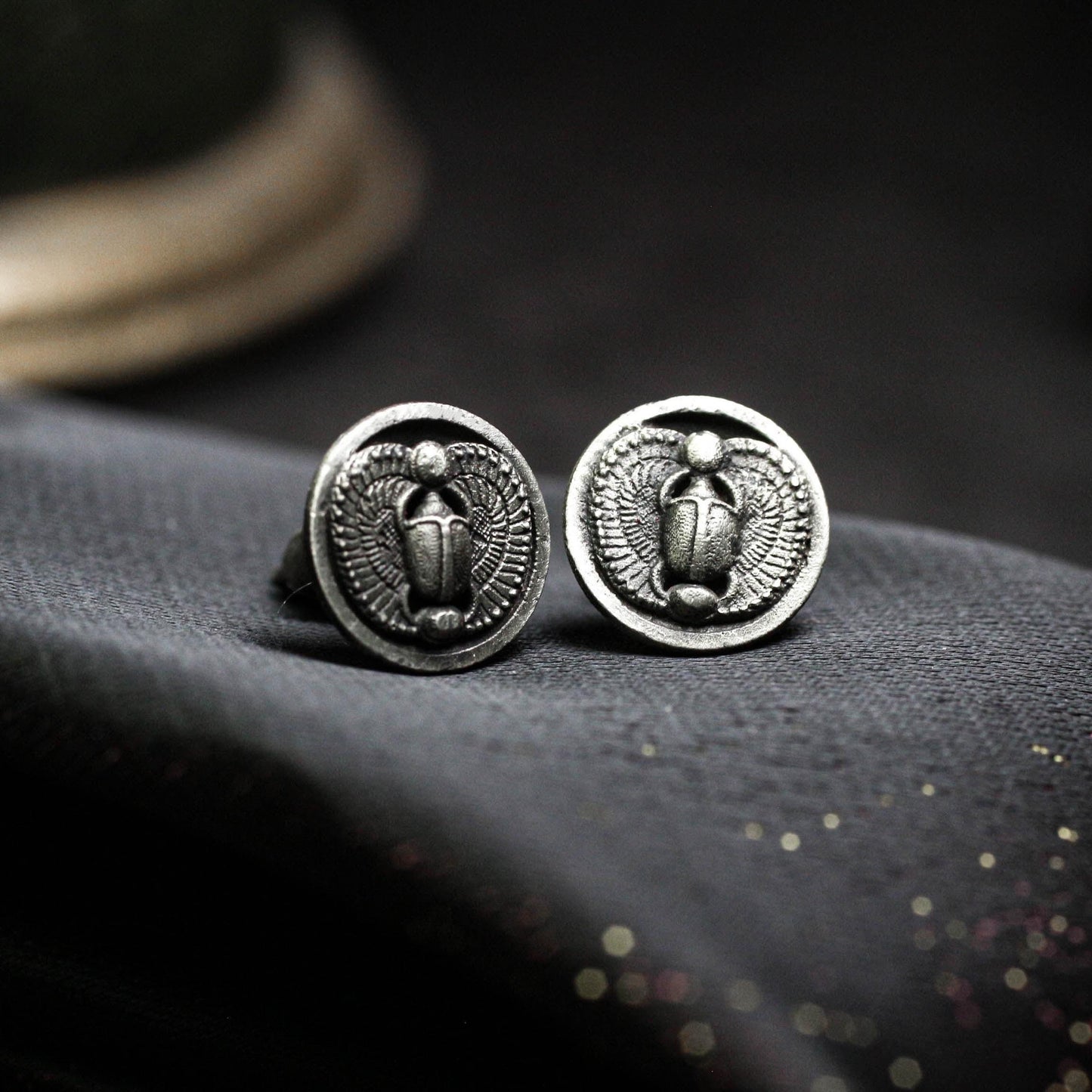 Scarab Earrings - 925 Sterling Silver Handmade