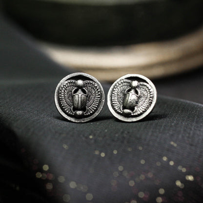 Scarab Earrings - 925 Sterling Silver Handmade