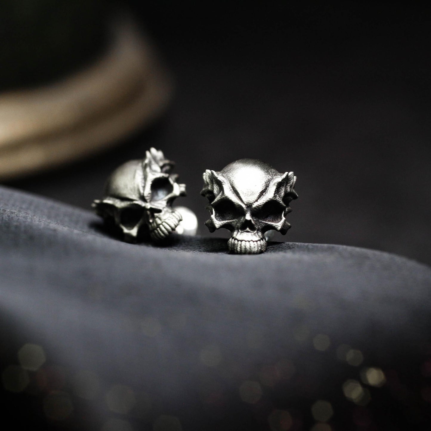 Mystic Skull Rose Earrings - 925 Sterling Silver Handmade