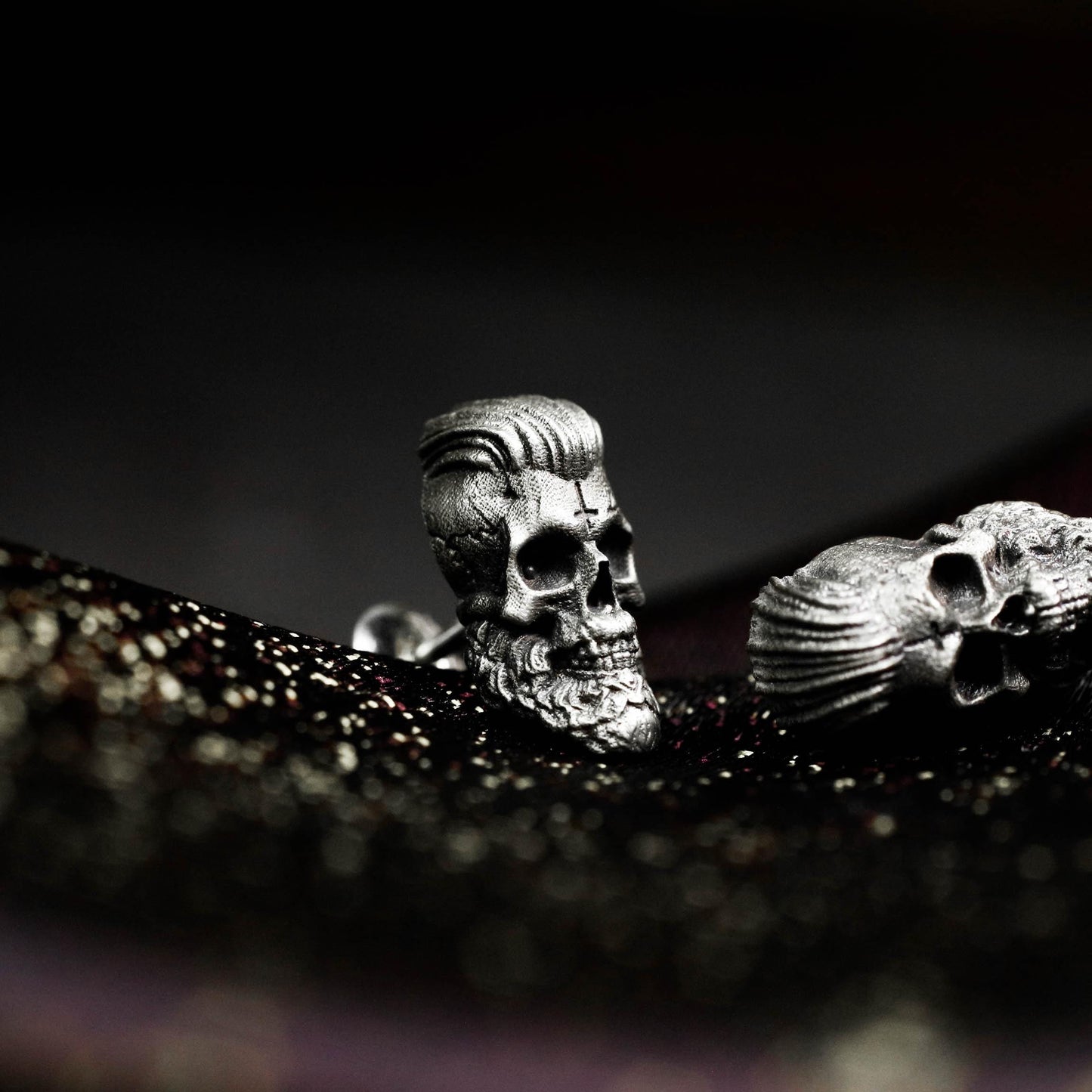Cracked Skull Earrings - 925 Sterling Silver Handmade