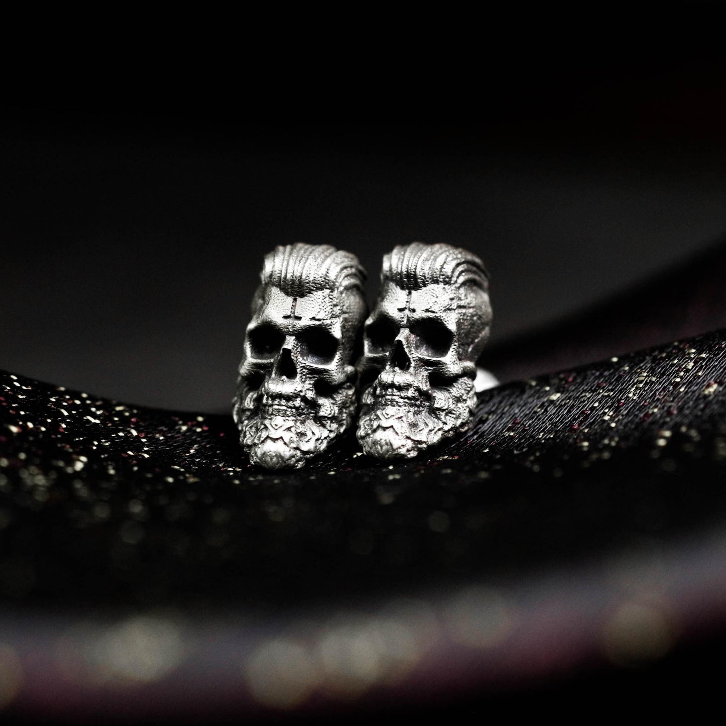 Cracked Skull Earrings - 925 Sterling Silver Handmade