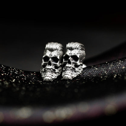Cracked Skull Earrings - 925 Sterling Silver Handmade