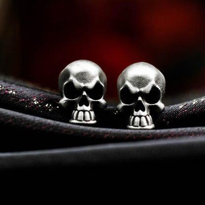 Classic Skull Stud Earrings - 925 Sterling Silver Handmade
