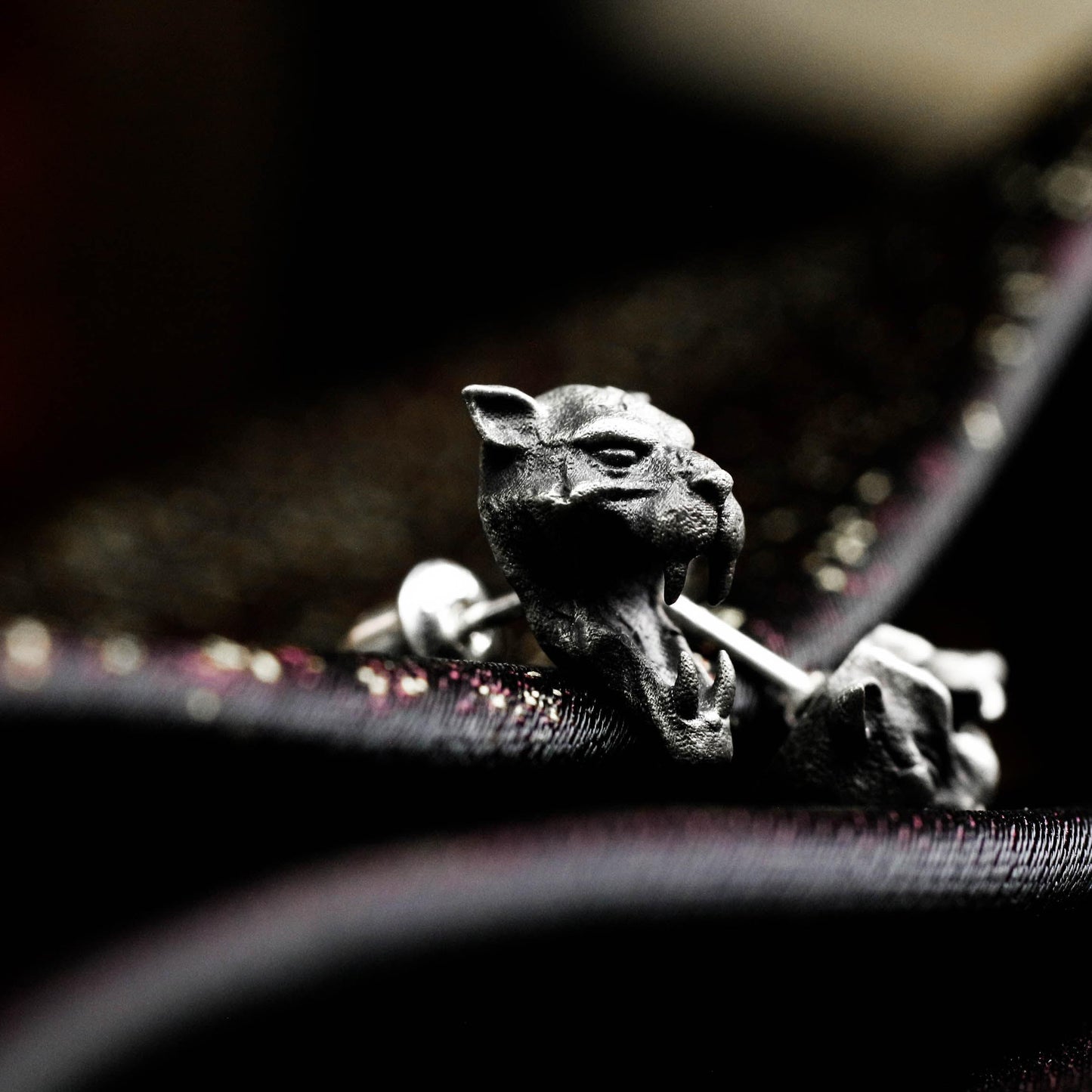 Roaring Panther Stud Earrings - 925 Sterling Silver Handmade