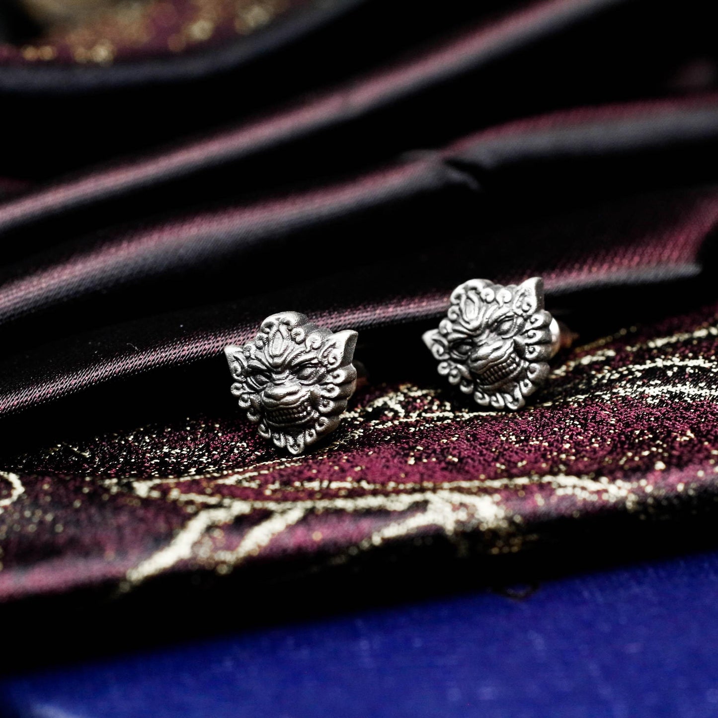 Guardian Mask Earrings - 925 Sterling Silver Handmade