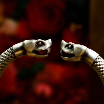 Double Serpent Cuff â€?925 Sterling Silver Handmade Mythical Snake Bracelet