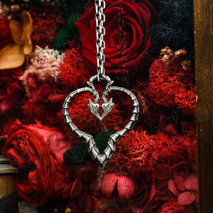 Twisted Heart Gothic Pendant - Handcrafted in 925 Silver