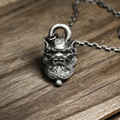 Imperial Guardian China Lion Pendant - 925 Silver Handcrafted