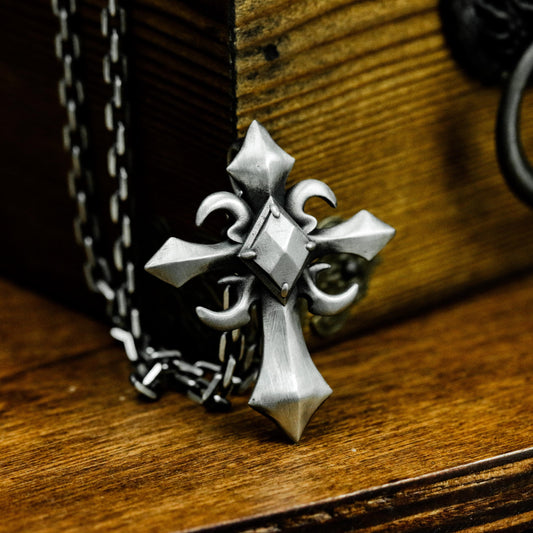 Gothic Cross Pendant - 925 Sterling Silver Handmade