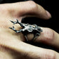 Deer Skull Ring with Antlers ¨C 925 Sterling Silver Handmade