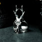 Deer Skull Ring with Antlers ¨C 925 Sterling Silver Handmade