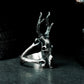 Deer Skull Ring with Antlers ¨C 925 Sterling Silver Handmade