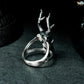 Deer Skull Ring with Antlers ¨C 925 Sterling Silver Handmade
