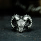 Ram Skull Ring with Mechanical Plating ¨C 925 Sterling Silver Handmade